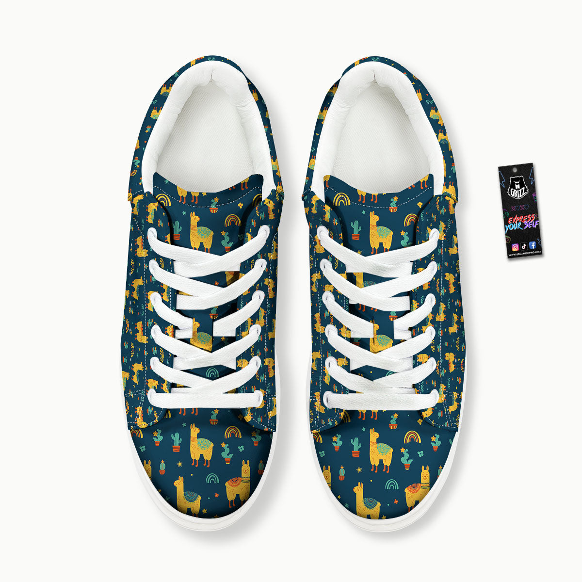 Llama Yellow Print Pattern Platform Shoes-grizzshop