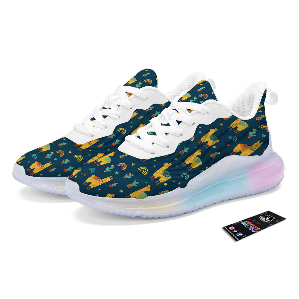 Llama Yellow Print Pattern Running Sneakers-grizzshop