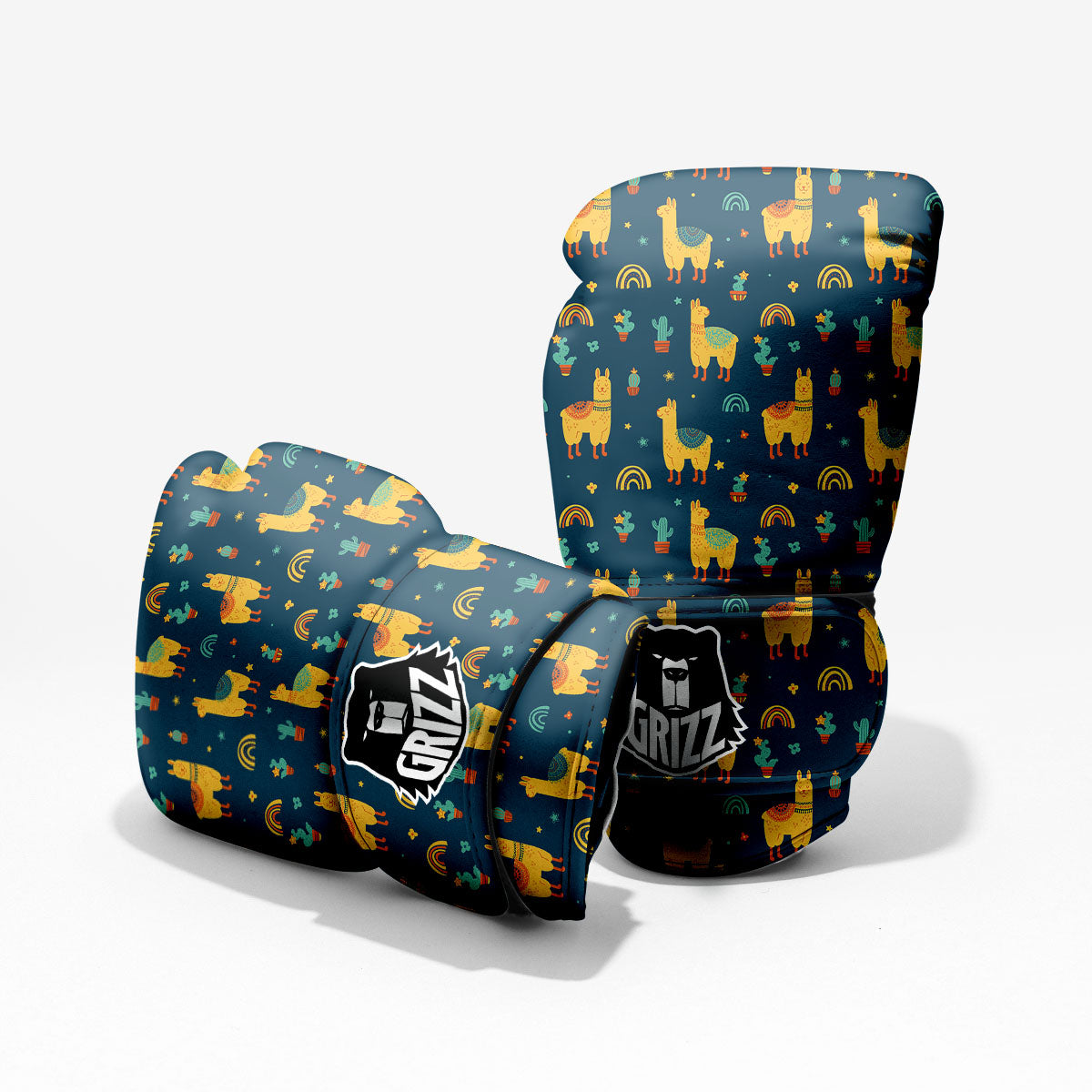 Llama Yellow Print Pattern Pro Boxing Glove