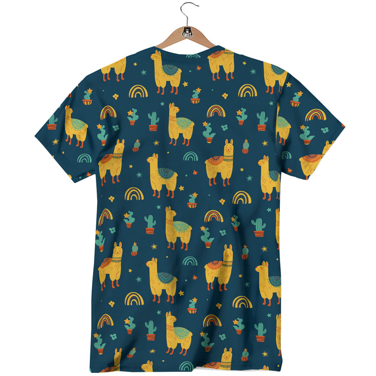Llama Yellow Print Pattern T-Shirt-grizzshop