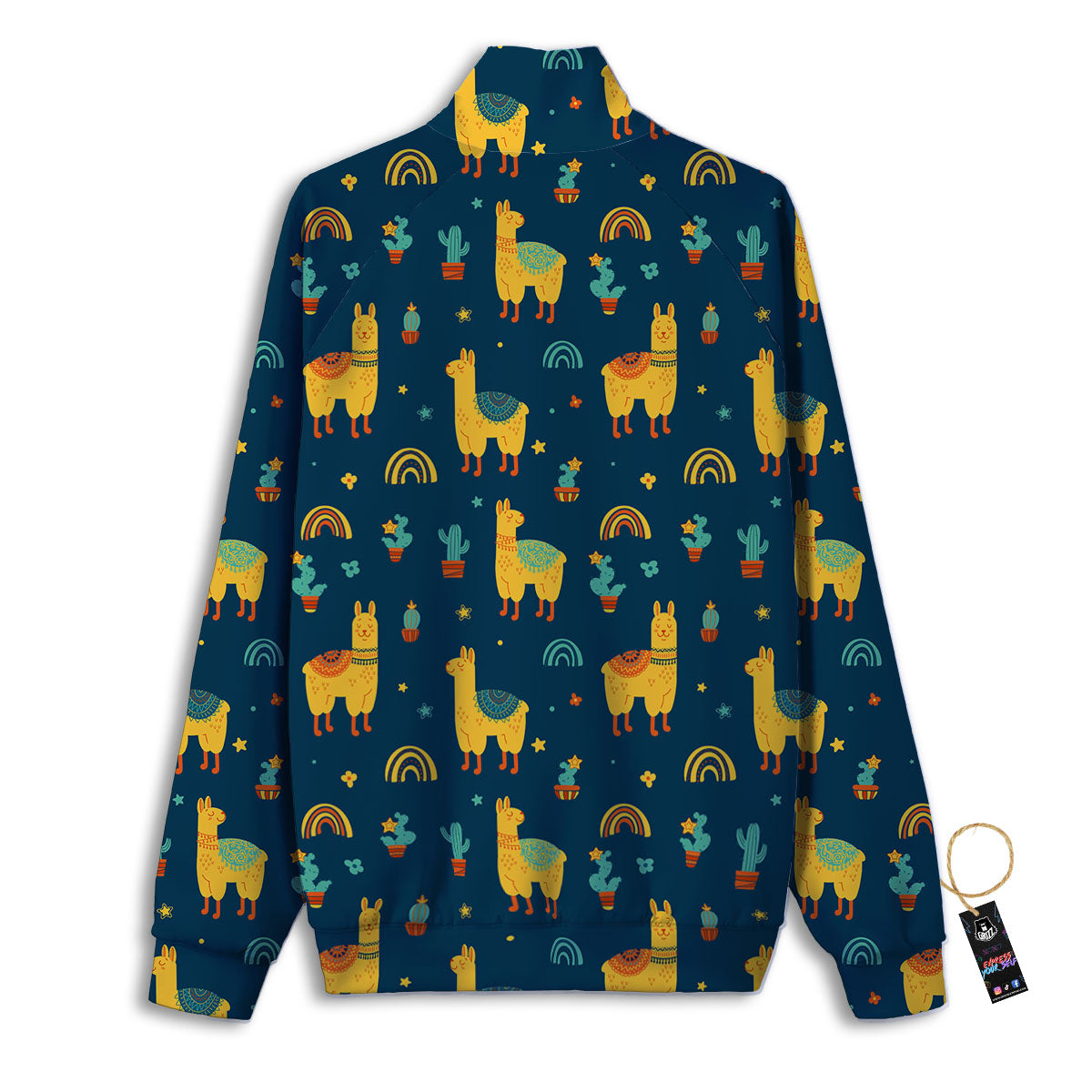 Llama Yellow Print Pattern Track Jacket-grizzshop