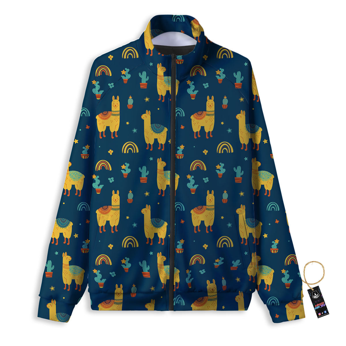 Llama Yellow Print Pattern Track Jacket-grizzshop