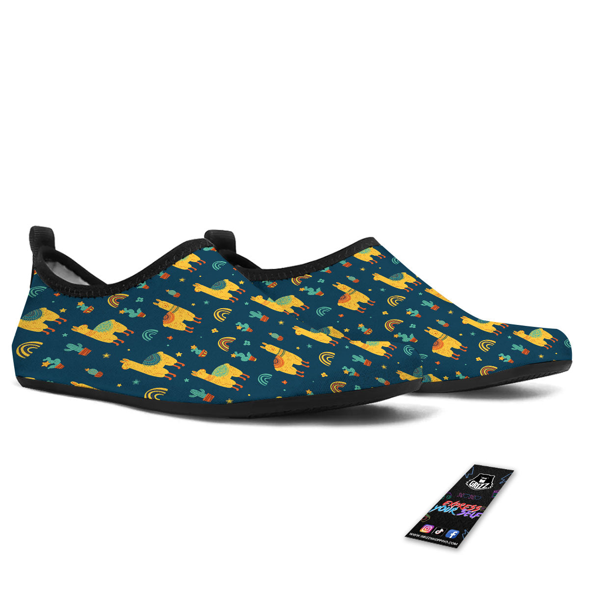 Llama Yellow Print Pattern Water Shoes-grizzshop