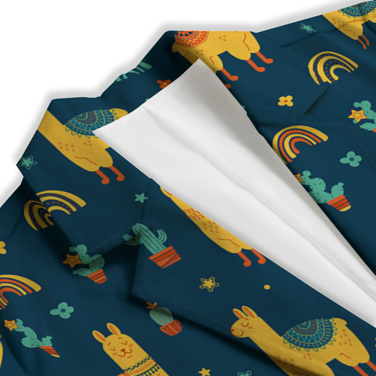 Llama Yellow Print Pattern Women's Blazer-grizzshop