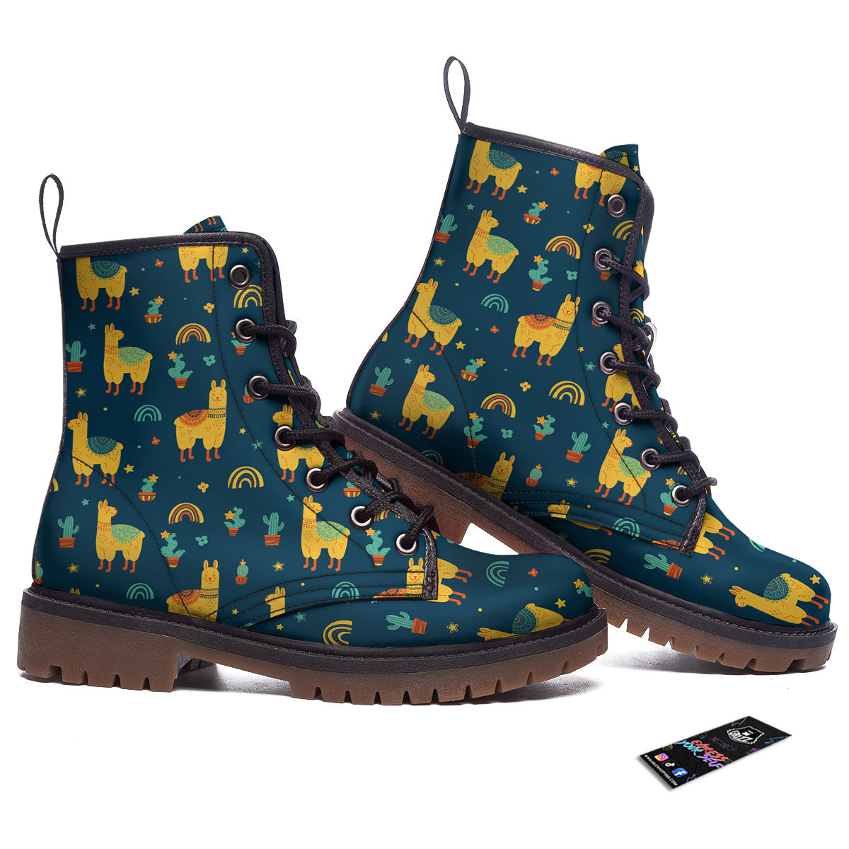 Llama Yellow Print Pattern Work Boots-grizzshop