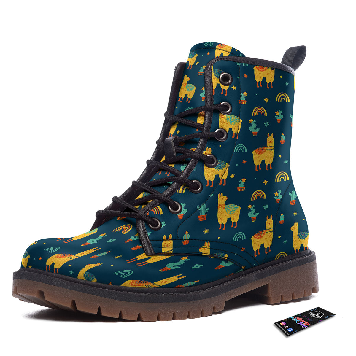 Llama Yellow Print Pattern Work Boots-grizzshop