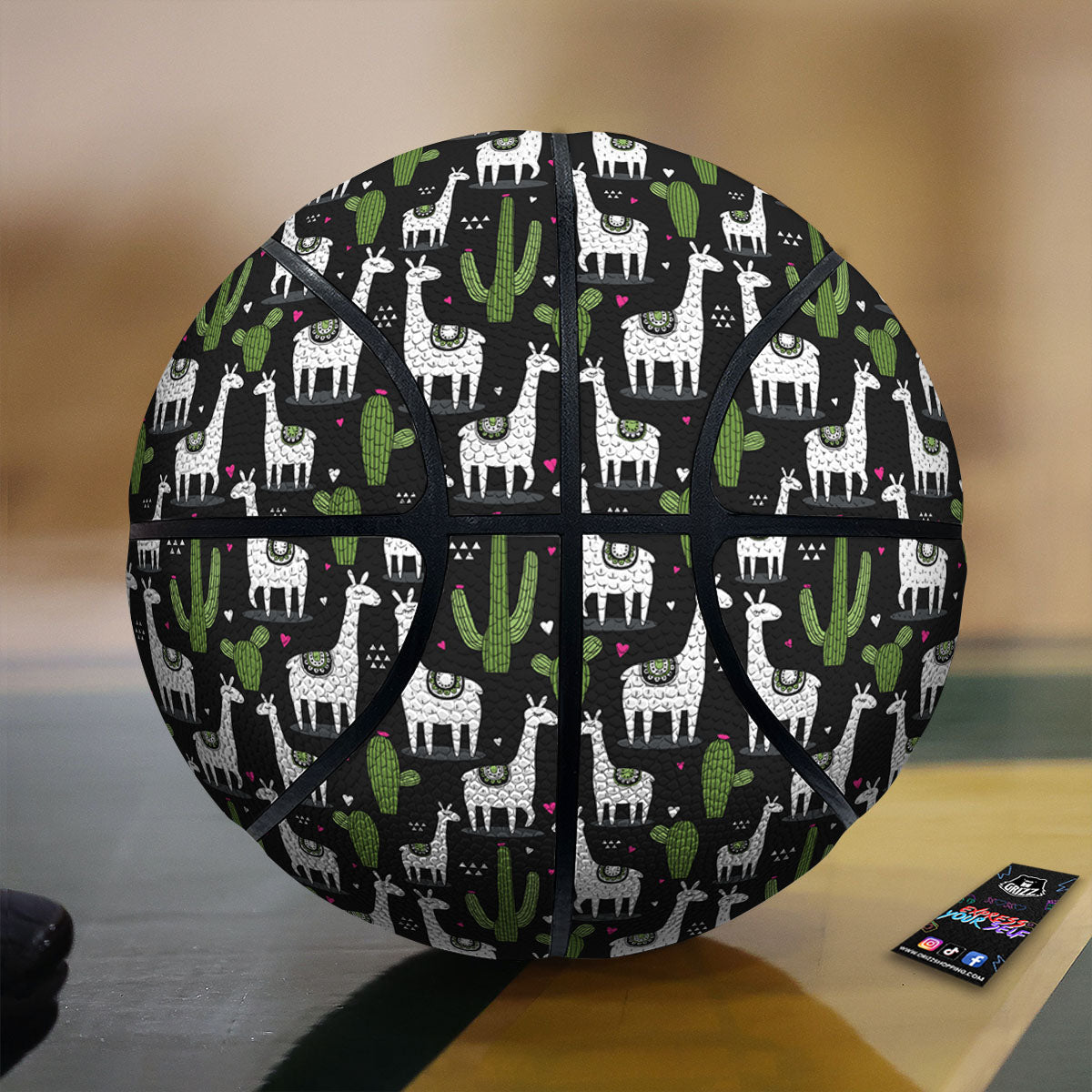 Llama And Cactus Print Pattern Basketball