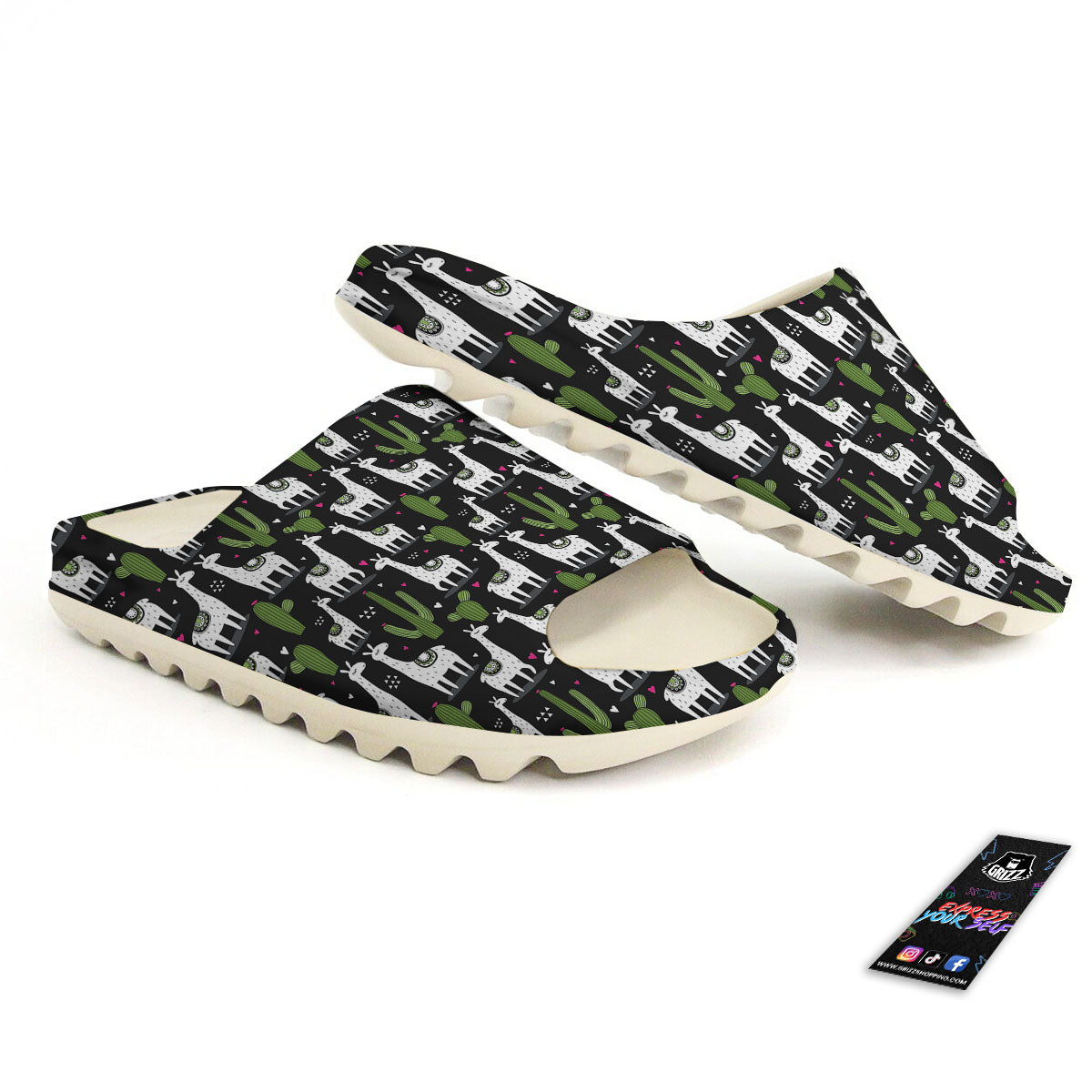 Llama And Cactus Print Pattern Sandals-grizzshop