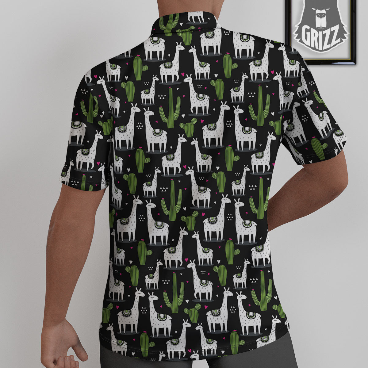 Llama And Cactus Print Pattern Untucked Shirts-grizzshop