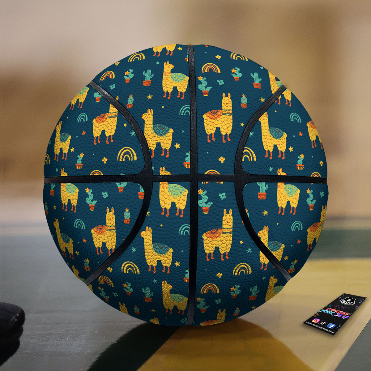 Llama And Cute Cactus Print Pattern Basketball