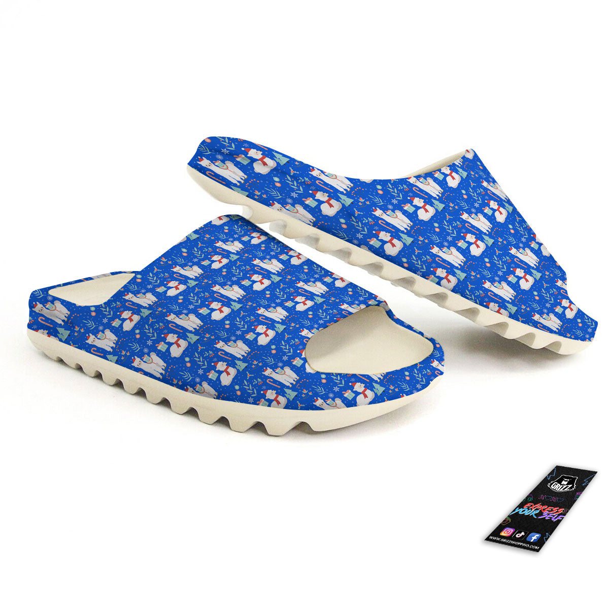 Llama Christmas Print Pattern Sandals-grizzshop