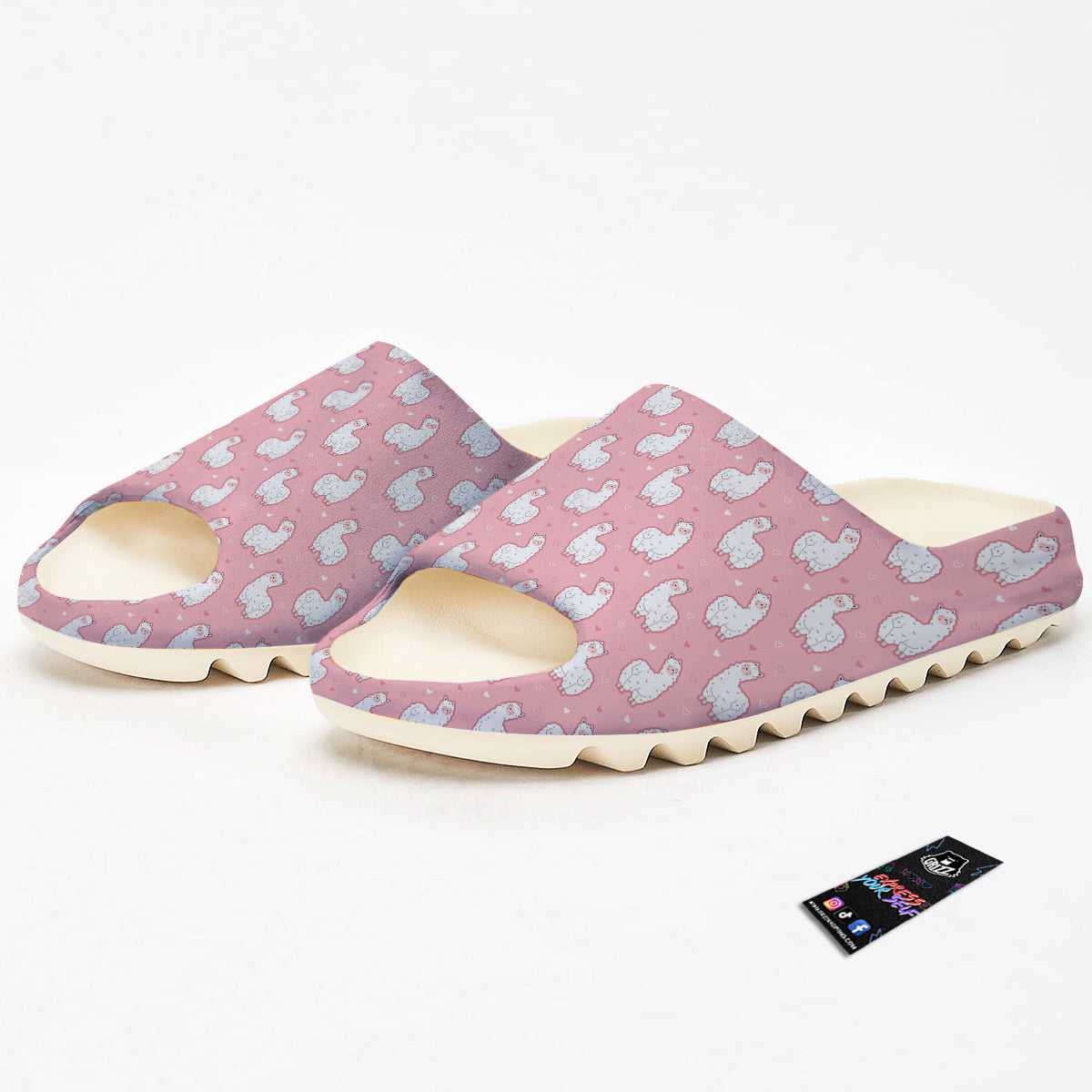 Llama Cute Pink Print Pattern Sandals-grizzshop