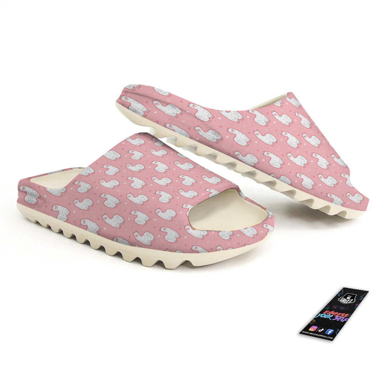 Llama Cute Pink Print Pattern Sandals-grizzshop