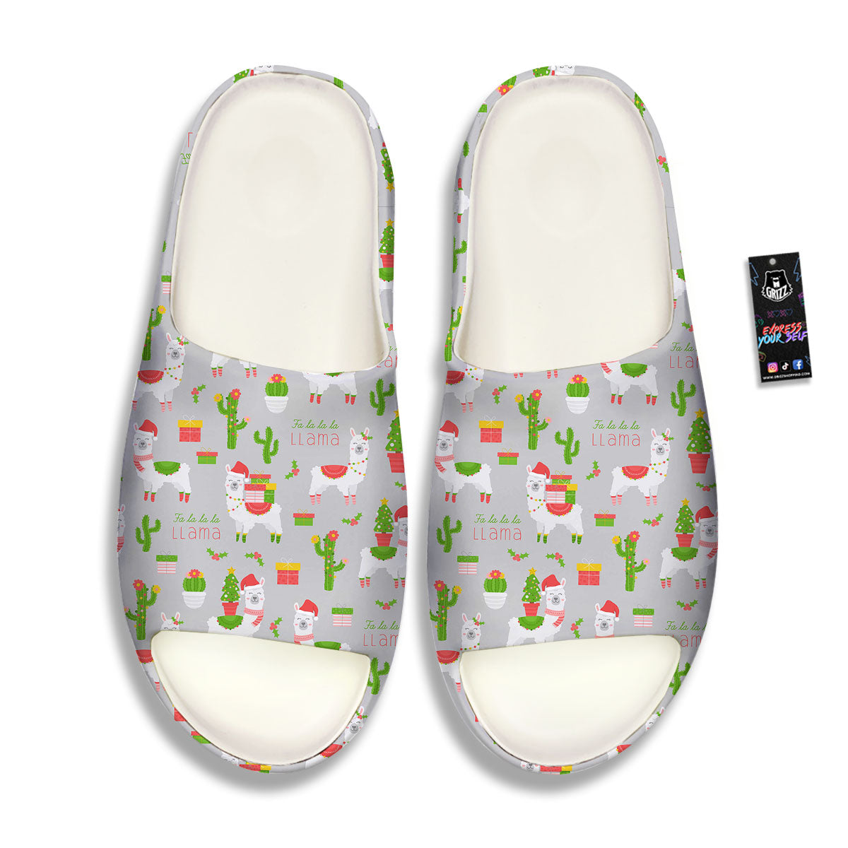 Llama Xmas Santa Claus Print Pattern Sandals-grizzshop