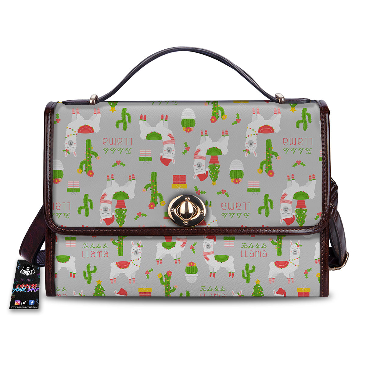 Llama Xmas Santa Claus Print Pattern Women's Satchel Bag