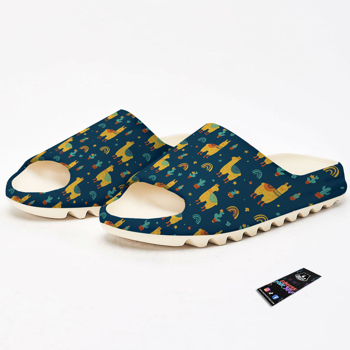 Llama Yellow Print Pattern Sandals-grizzshop