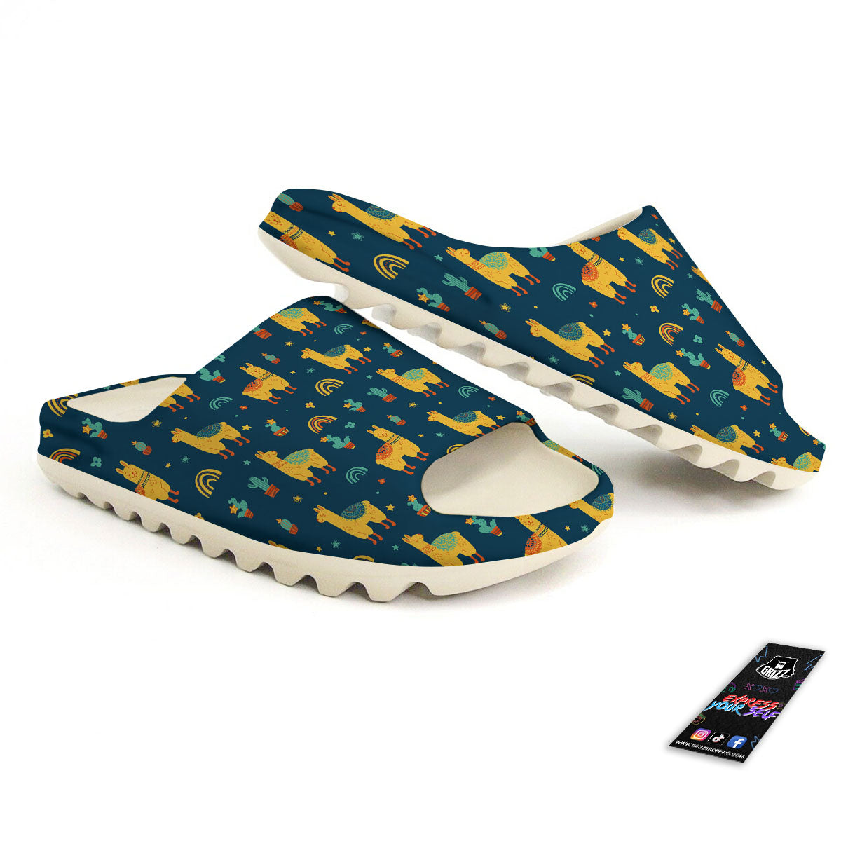 Llama Yellow Print Pattern Sandals-grizzshop