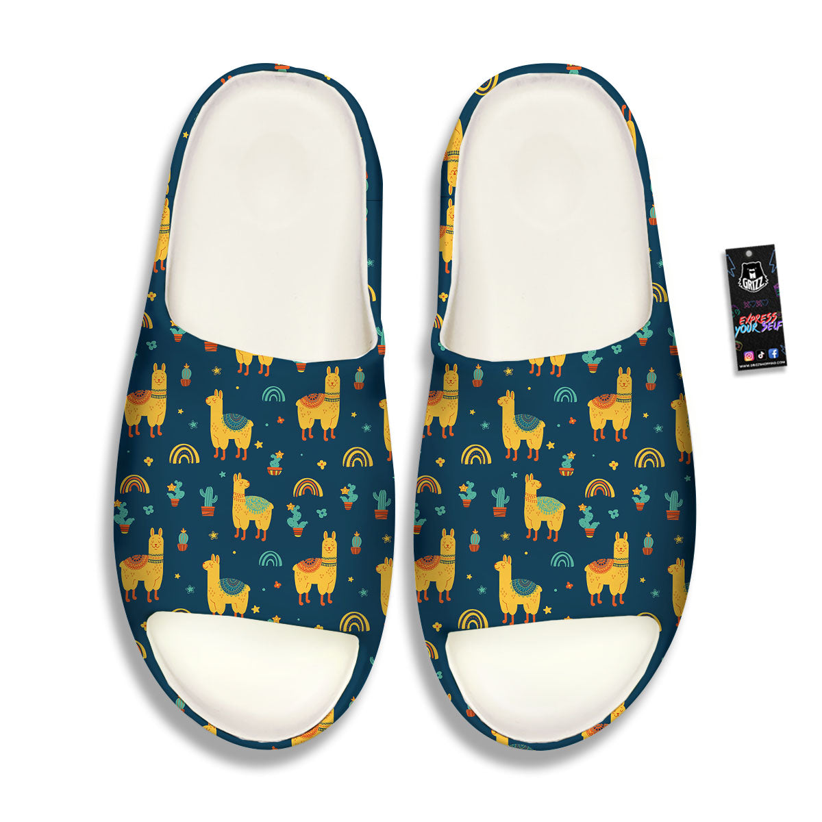 Llama Yellow Print Pattern Sandals-grizzshop