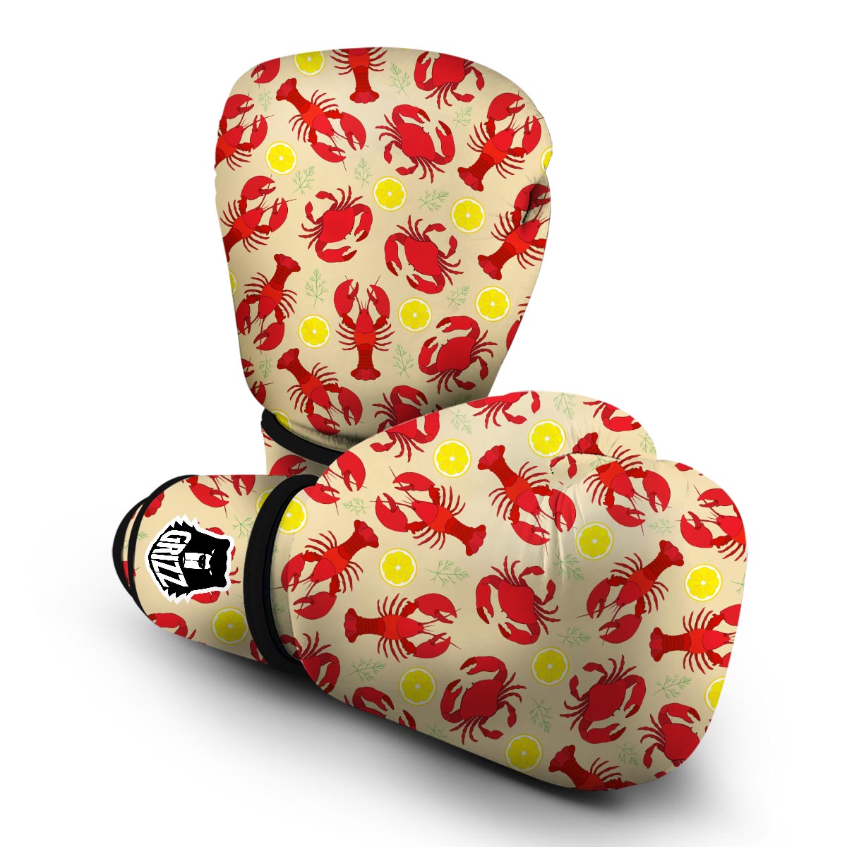 Lobster Crab Pattern Print Boxing Gloves-grizzshop