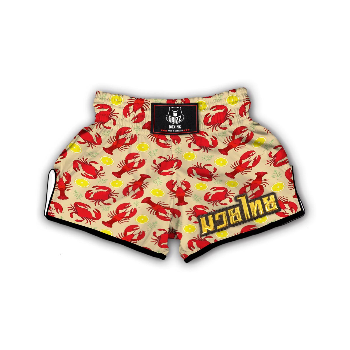 Lobster Crab Pattern Print Muay Thai Boxing Shorts-grizzshop