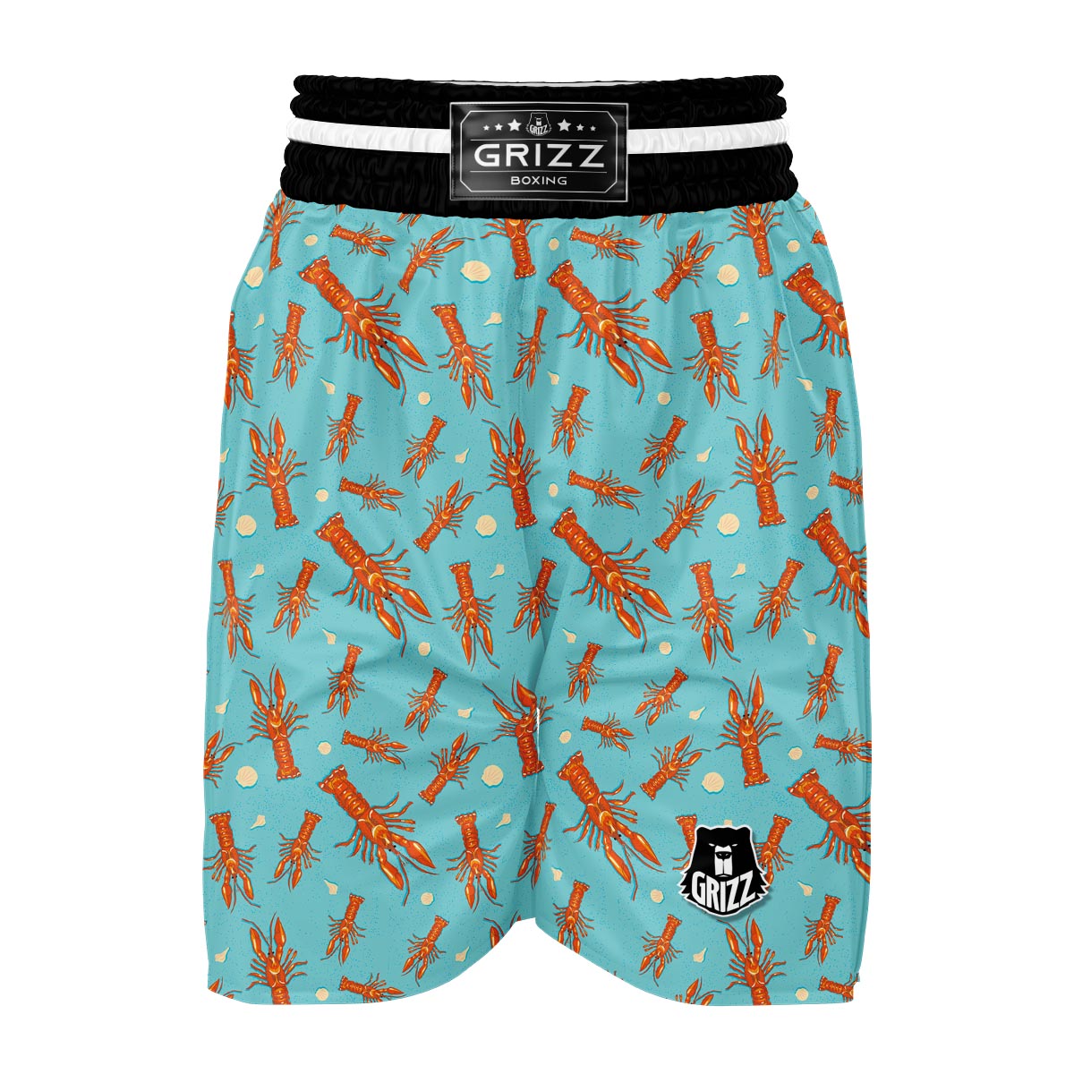 Lobster Pattern Print Boxing Shorts-grizzshop