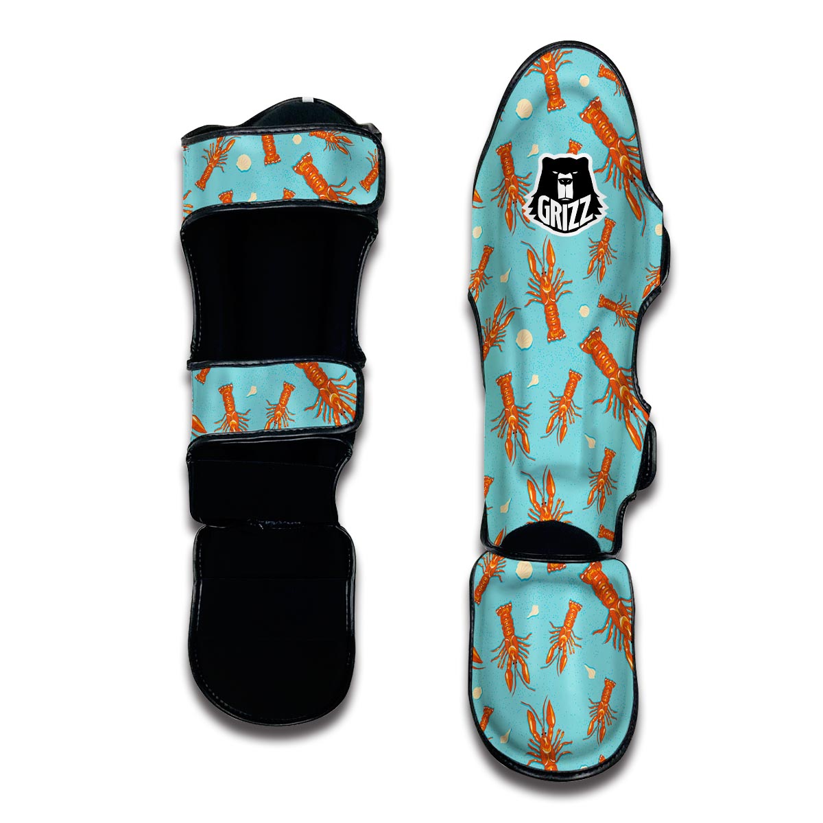 Lobster Pattern Print Muay Thai Shin Guards-grizzshop