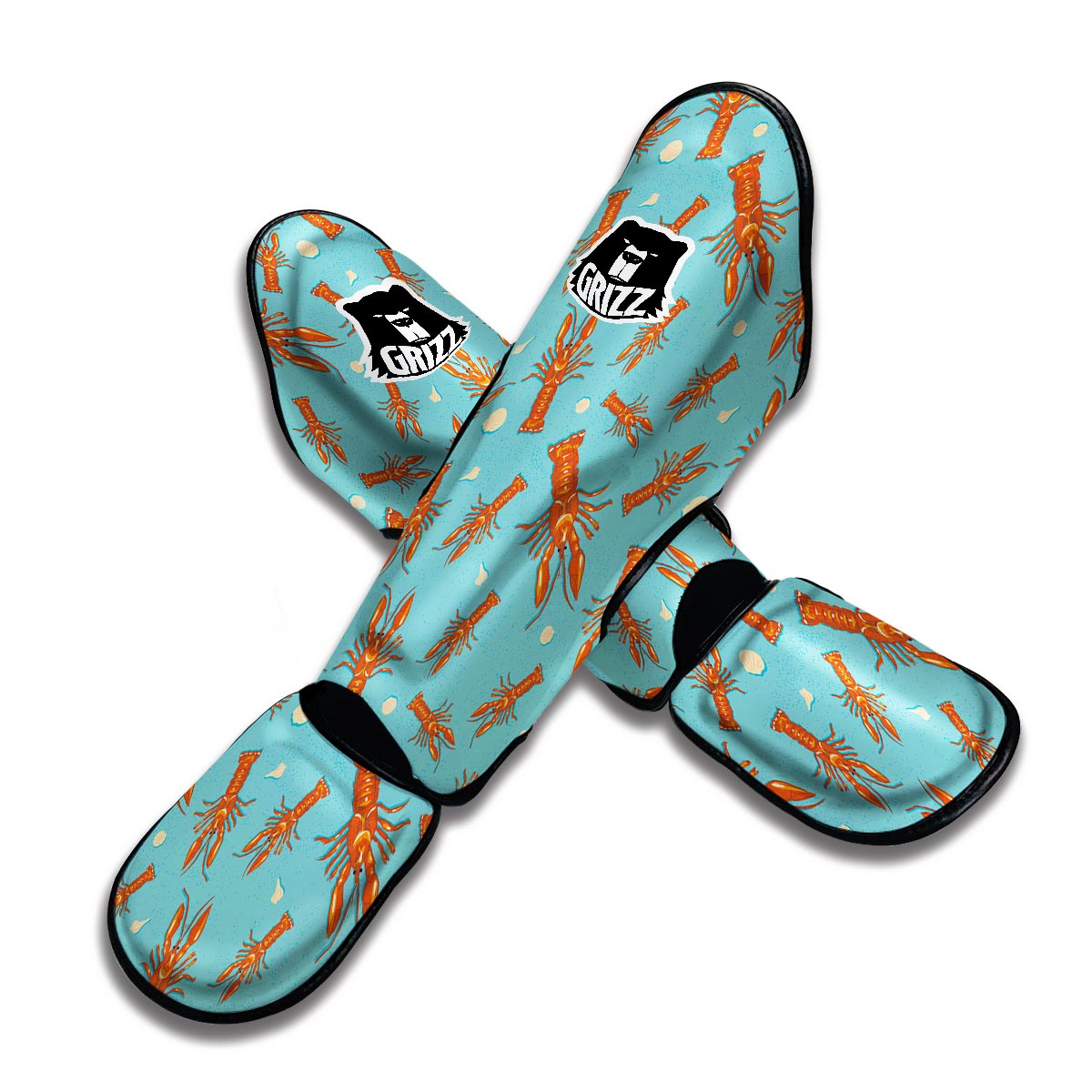 Lobster Pattern Print Muay Thai Shin Guards-grizzshop