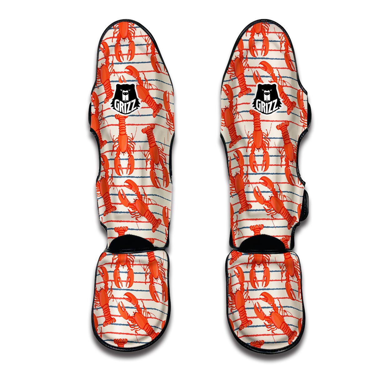 Lobster Print Pattern Muay Thai Shin Guards-grizzshop