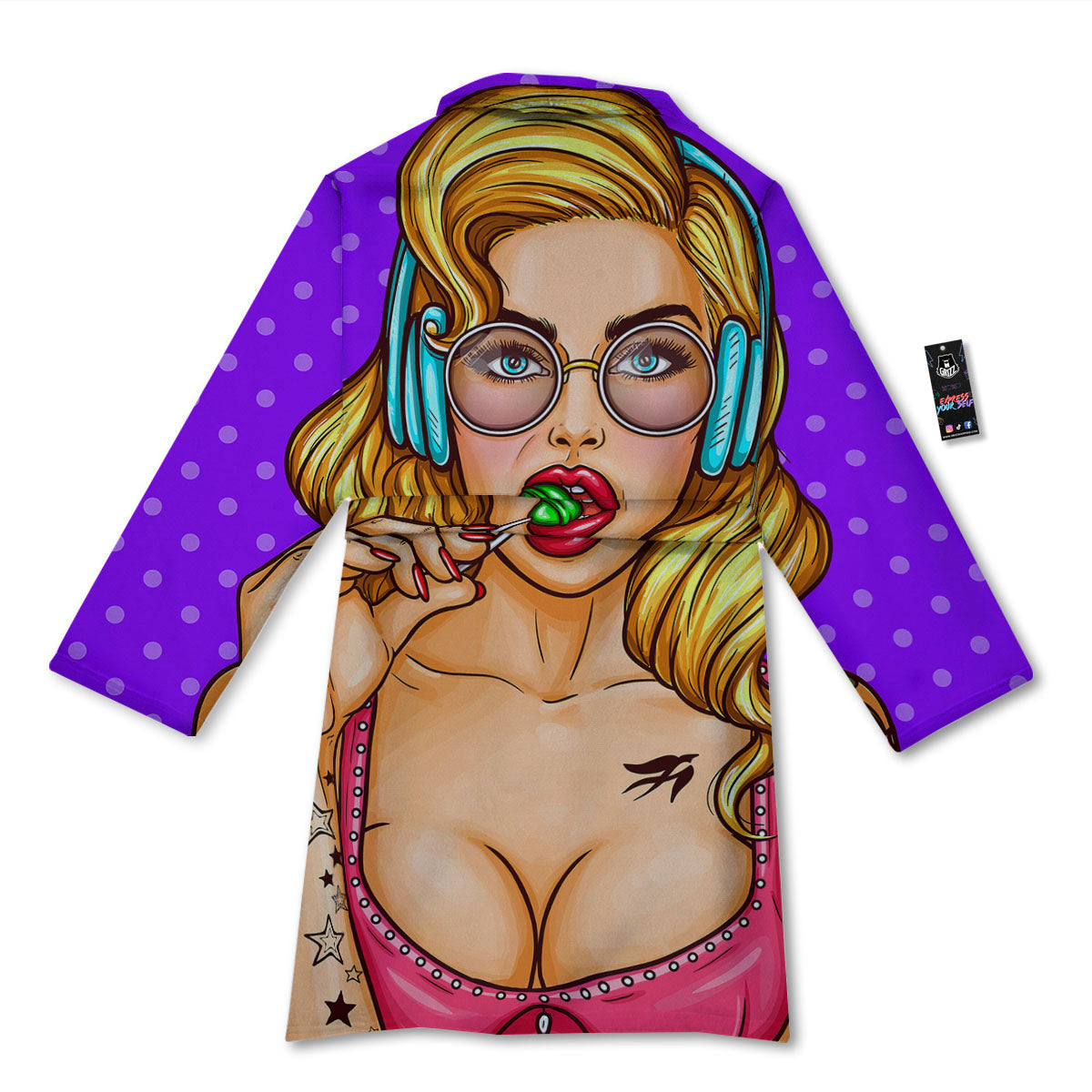 Lollipop And Punk Girl Print Bathrobe-grizzshop