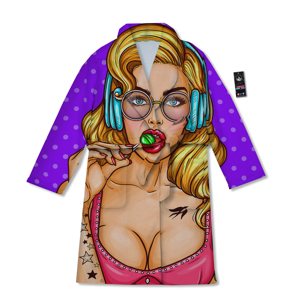 Lollipop And Punk Girl Print Bathrobe-grizzshop