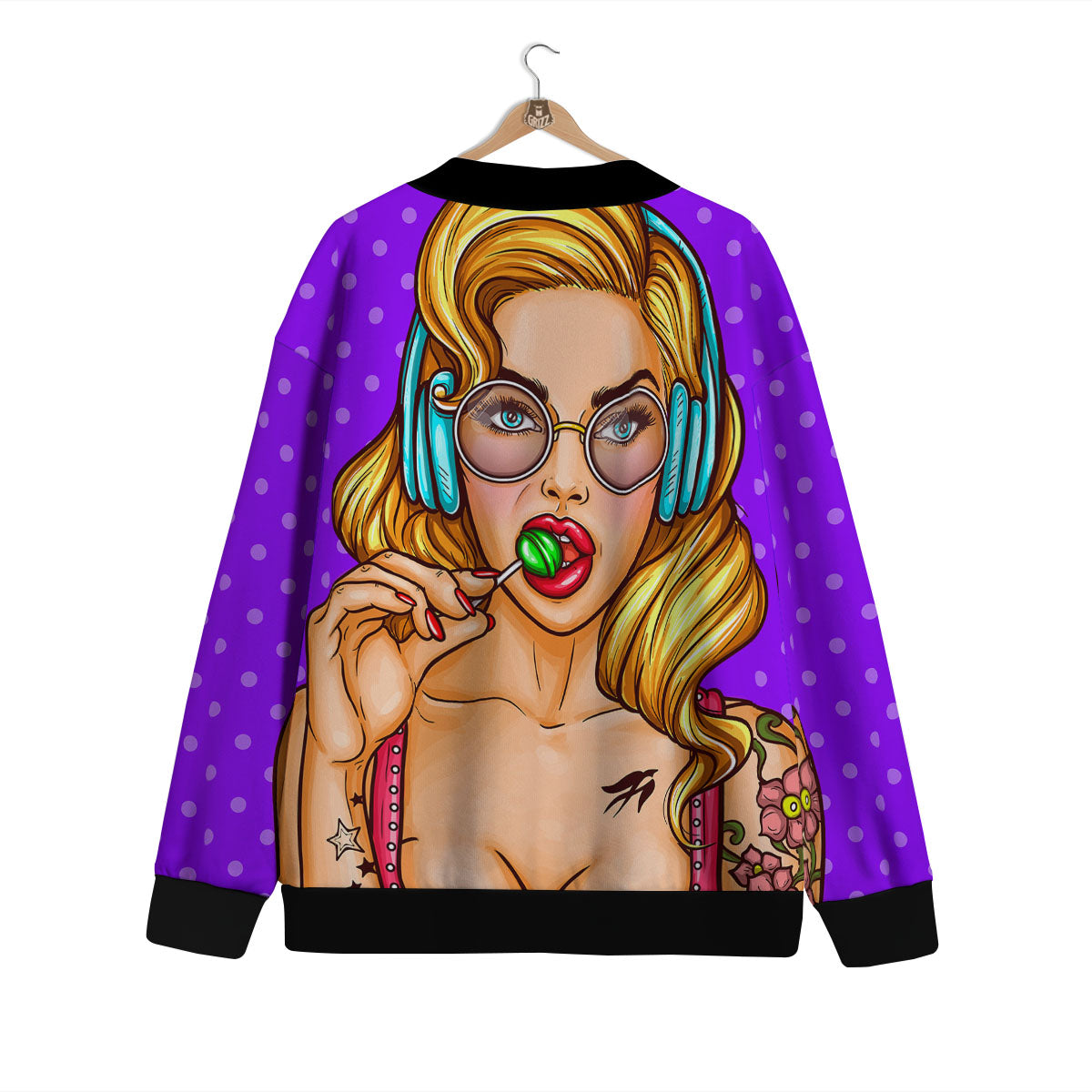 Lollipop And Punk Girl Print Cardigan-grizzshop