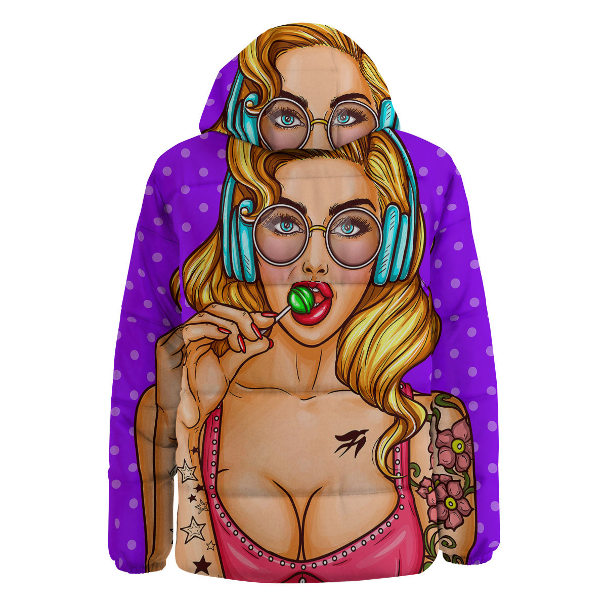 Lollipop And Punk Girl Print Down Jacket-grizzshop