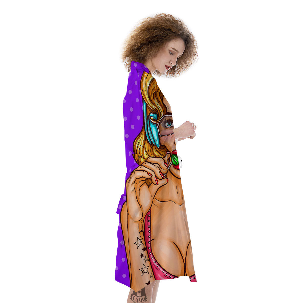 Lollipop And Punk Girl Print Kimono-grizzshop