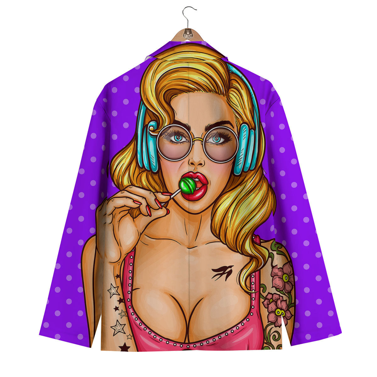 Lollipop And Punk Girl Print Men's Blazer-grizzshop