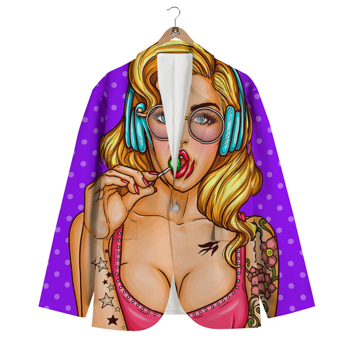 Lollipop And Punk Girl Print Men's Blazer-grizzshop