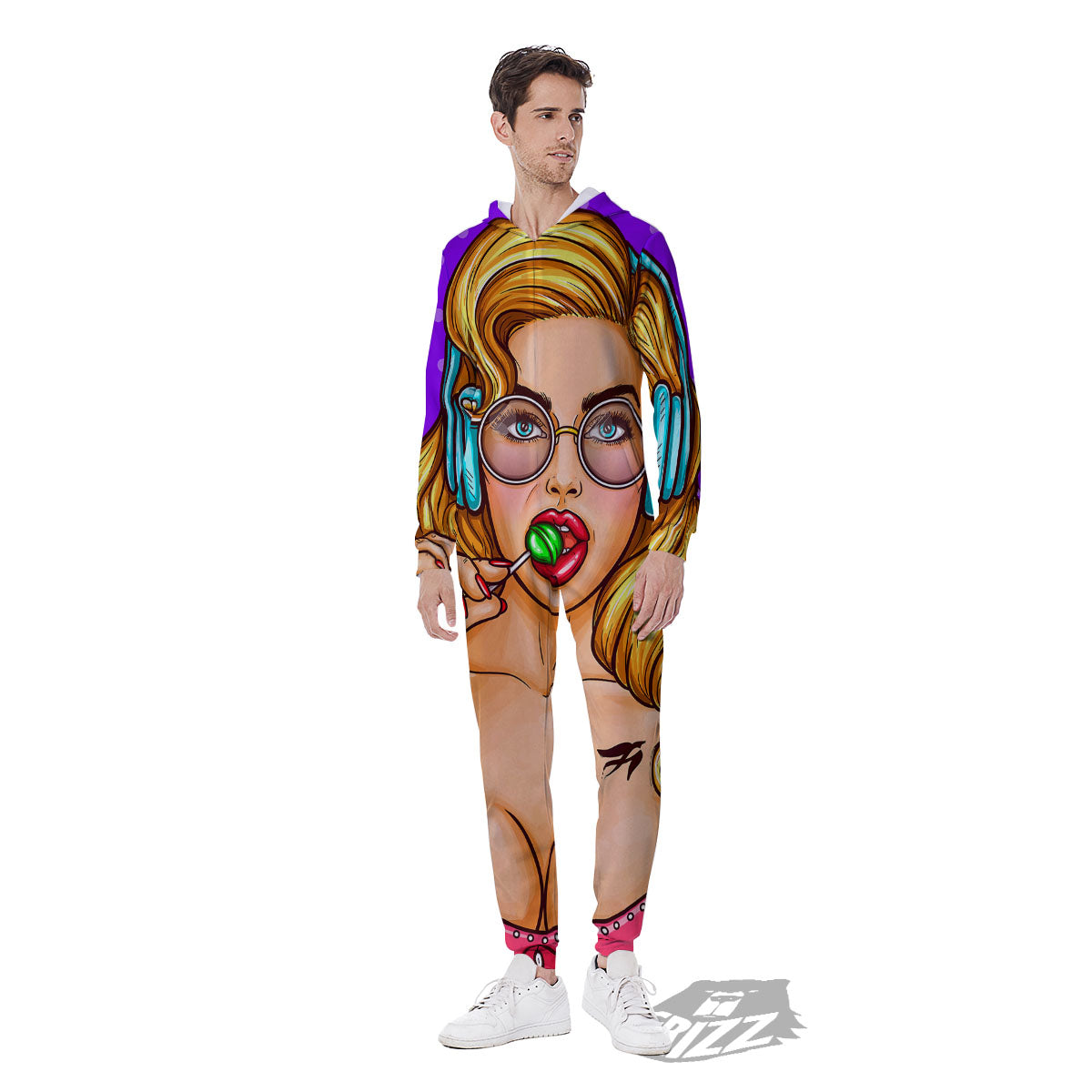Lollipop And Punk Girl Print Men's Jumpsuit-grizzshop