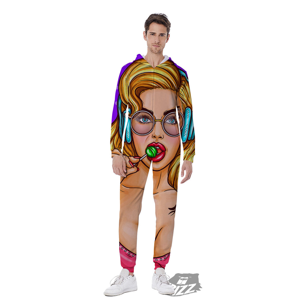 Lollipop And Punk Girl Print Men's Jumpsuit-grizzshop