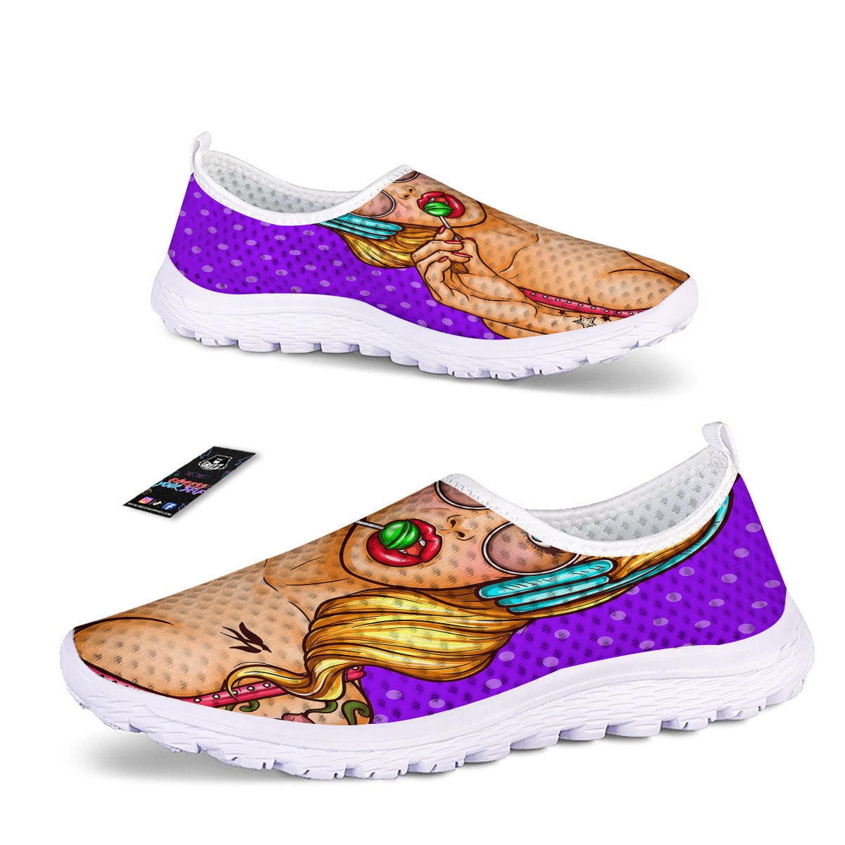 Lollipop And Punk Girl Print Nurse Shoes-grizzshop