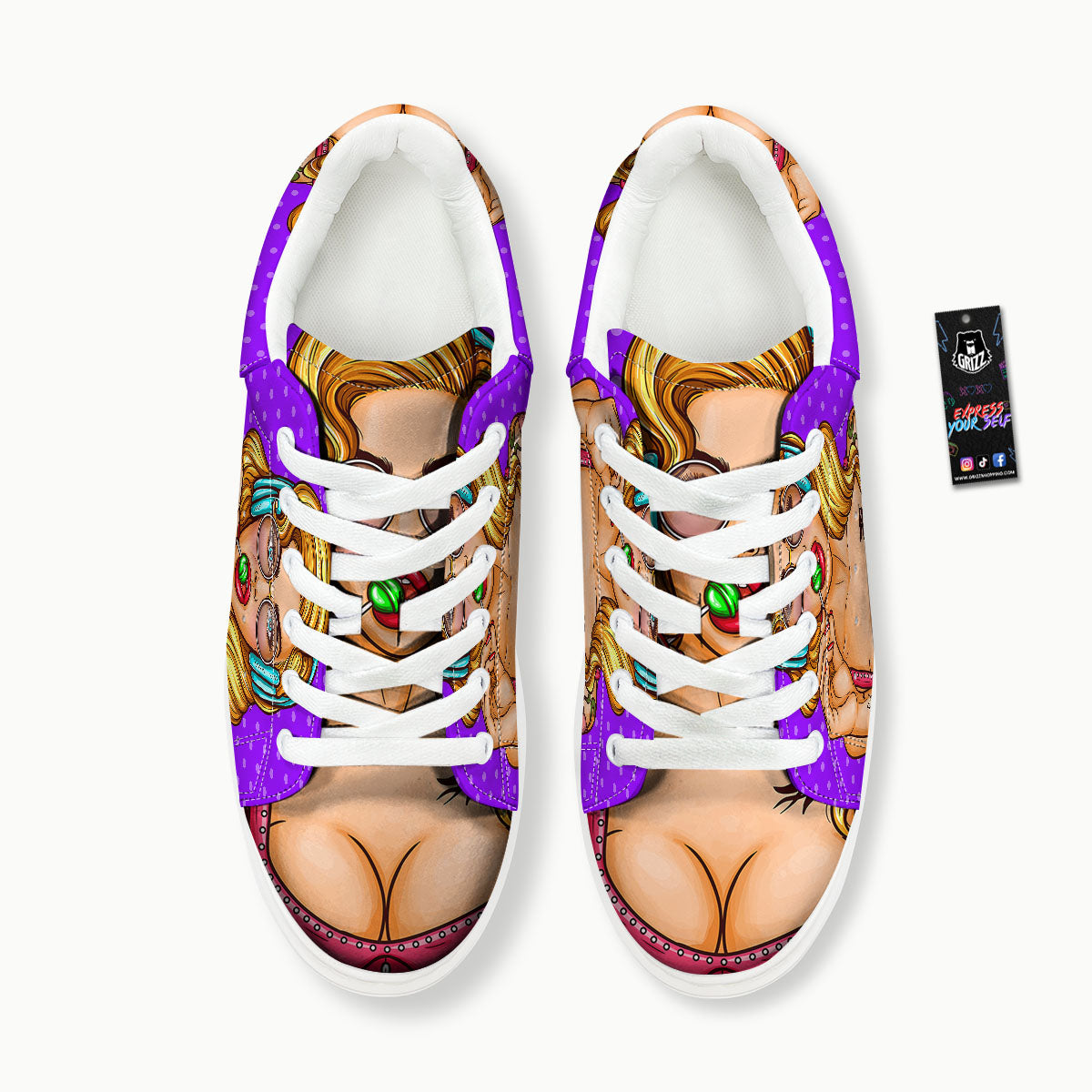Lollipop And Punk Girl Print Platform Shoes-grizzshop
