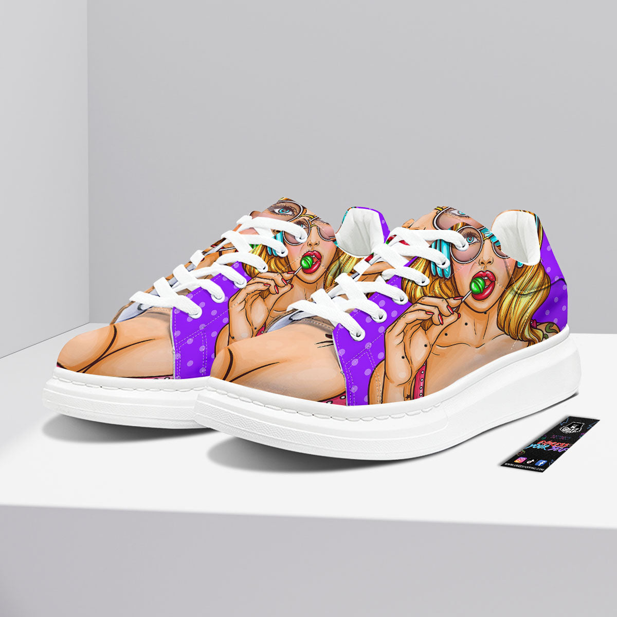 Lollipop And Punk Girl Print Platform Shoes-grizzshop