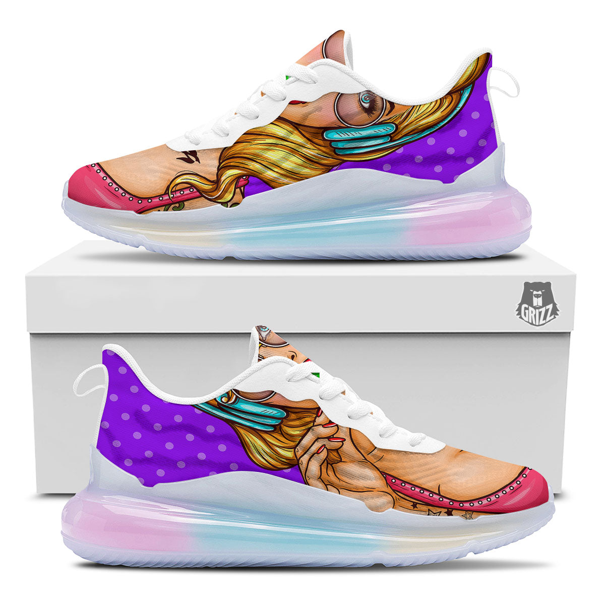 Lollipop And Punk Girl Print Running Sneakers-grizzshop