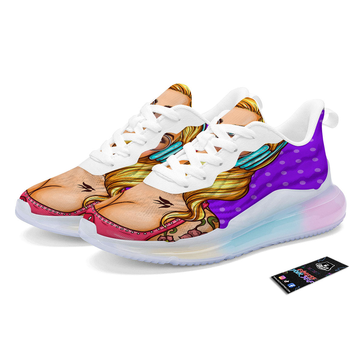 Lollipop And Punk Girl Print Running Sneakers-grizzshop