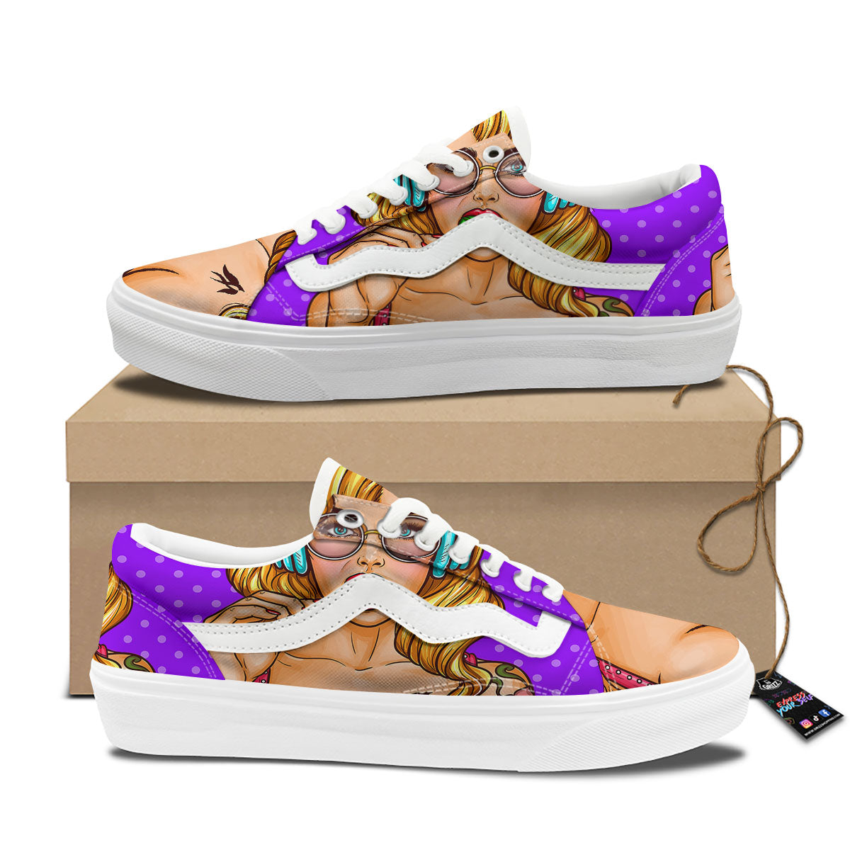Lollipop And Punk Girl Print Skate Shoes-grizzshop
