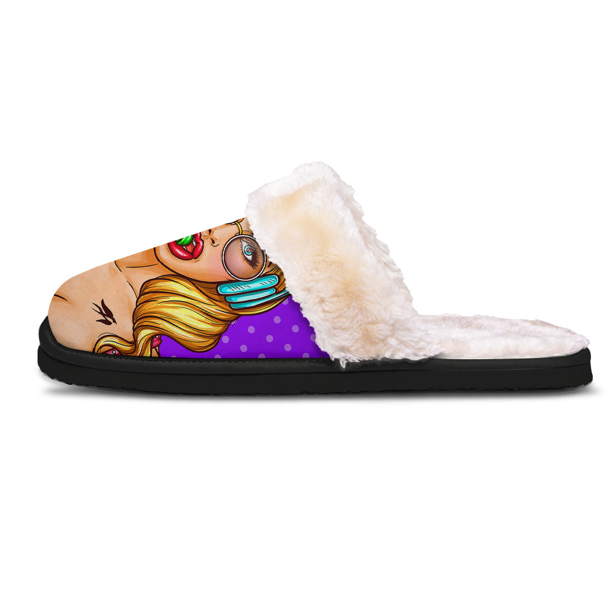 Lollipop And Punk Girl Print Slippers-grizzshop