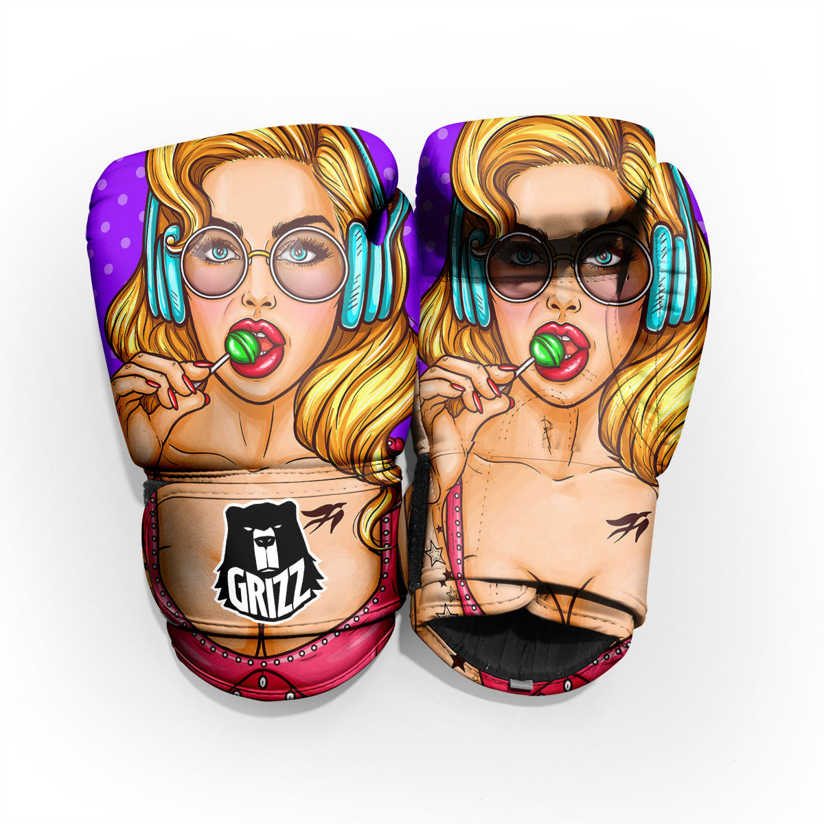 Lollipop And Punk Girl Print Pro Boxing Glove