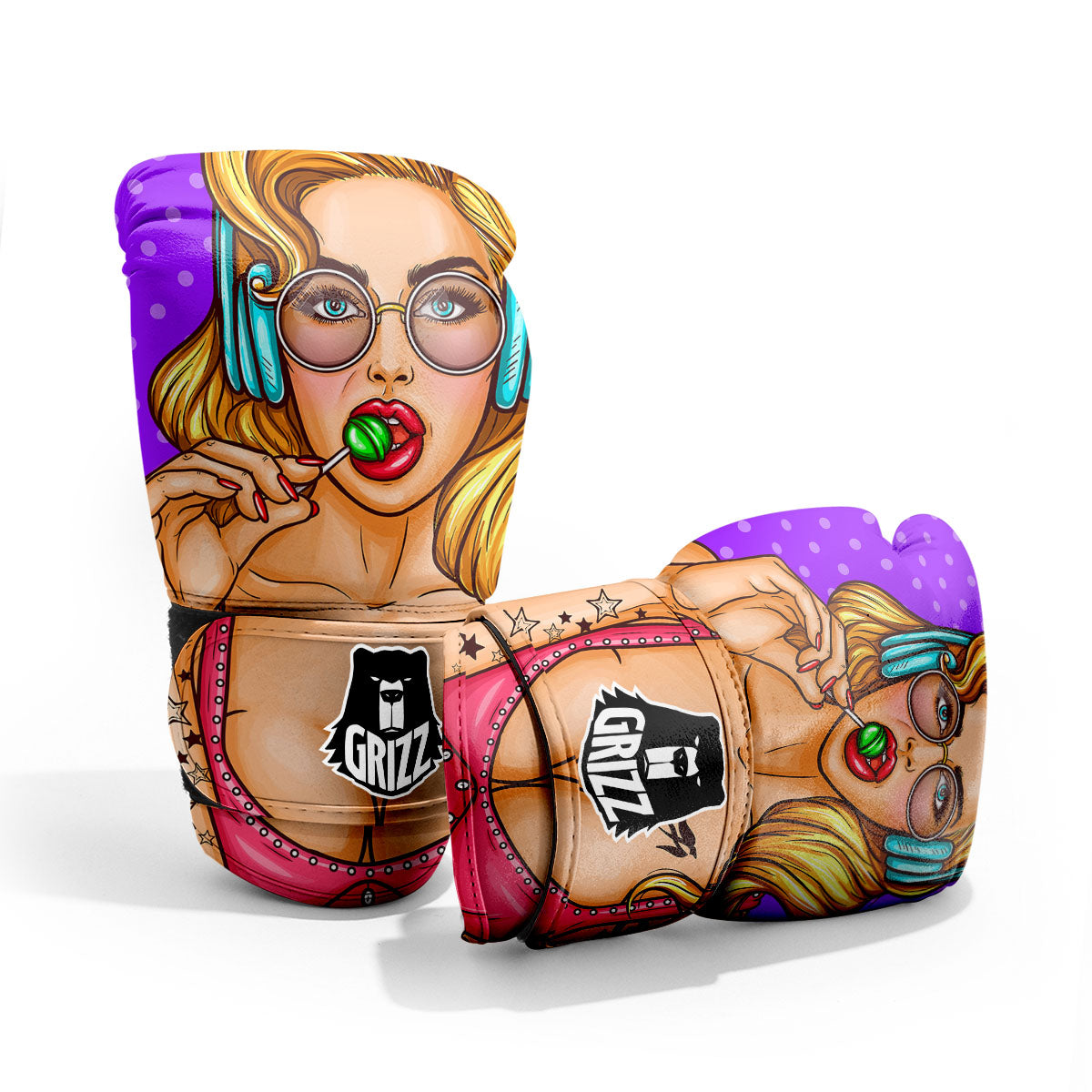 Lollipop And Punk Girl Print Pro Boxing Glove