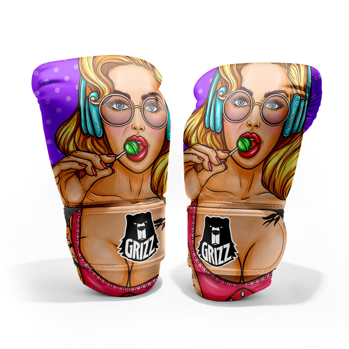 Lollipop And Punk Girl Print Pro Boxing Glove