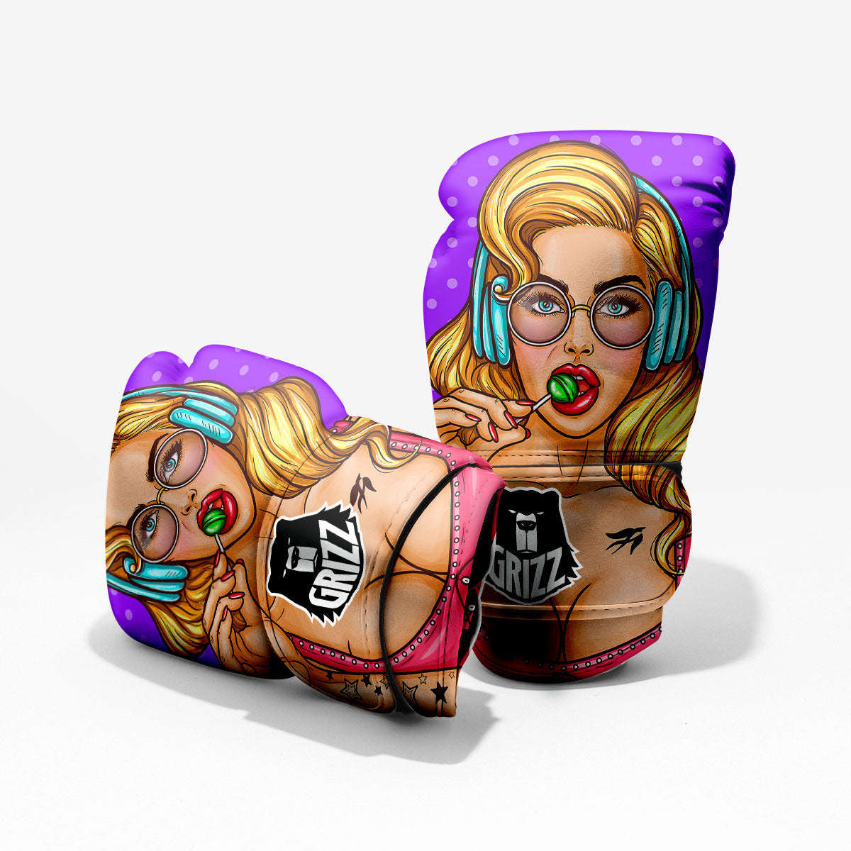 Lollipop And Punk Girl Print Pro Boxing Glove