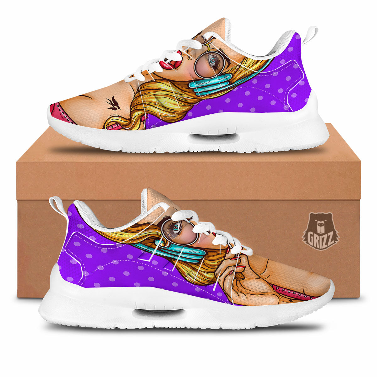 Lollipop And Punk Girl Print Tennis Shoes-grizzshop