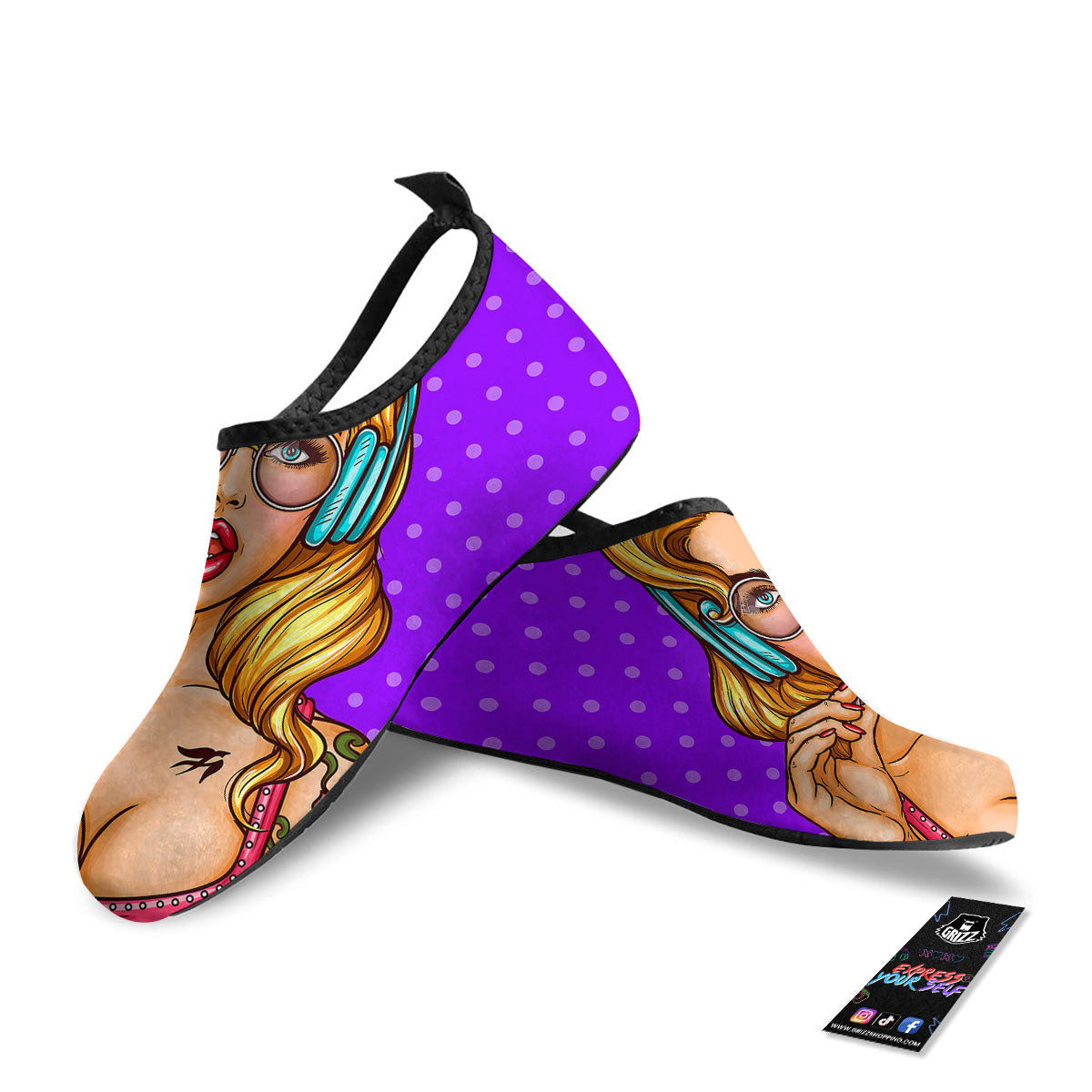 Lollipop And Punk Girl Print Water Shoes-grizzshop